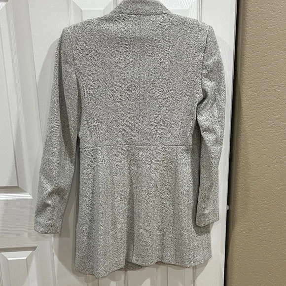 Zara Basic Women's Light Gray Herringbone Pea Coat-Size Small - Picture 7 of 9